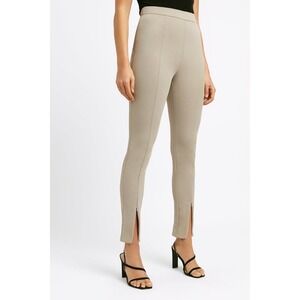 Mango MNG Ricardo Leggings Sage Green Hook Eye Split Hem Pintuck Womens Medium